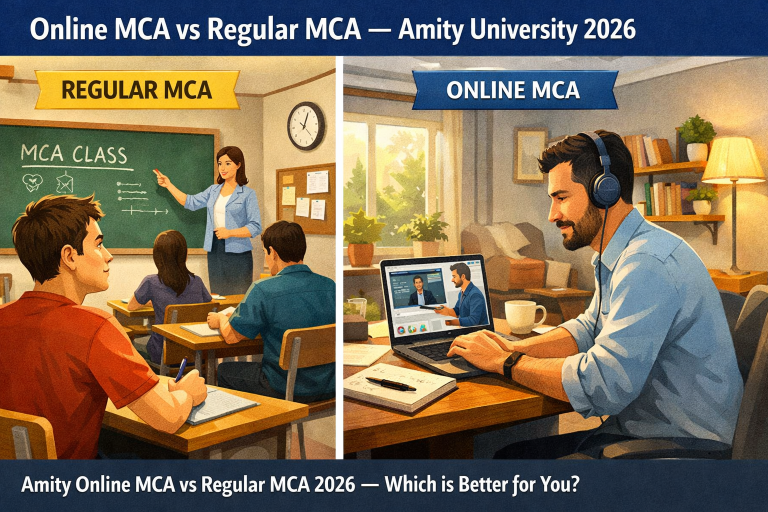 Amity Online MCA vs Regular MCA 2026 — Which is Better for You?