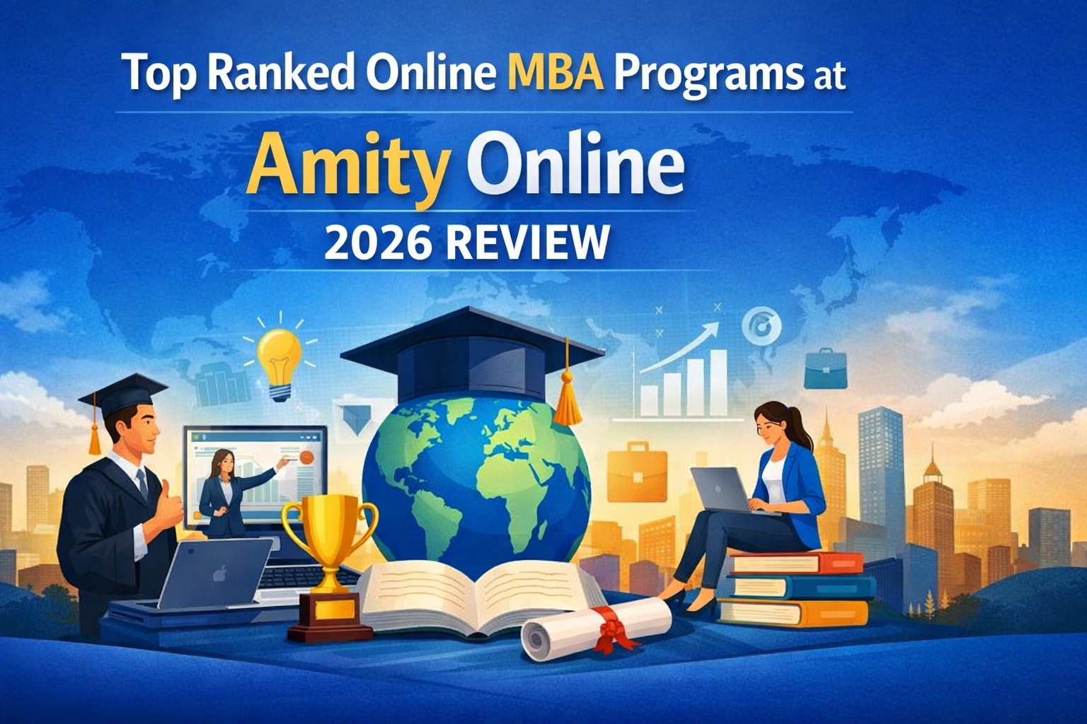 Students studying top ranked online MBA programs on Amity Online digital platform